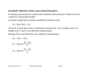 ENTROPY PRODUCTION AND NONLINEARITY. vanish in a linearized model?