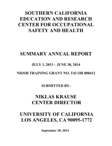 SOUTHERN CALIFORNIA EDUCATION AND RESEARCH CENTER FOR OCCUPATIONAL SAFETY AND HEALTH