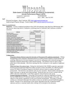 State-based Occupational Health Surveillance (fundamental) Annual Performance Report (APR)