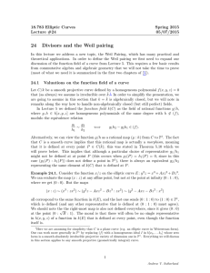 24 Divisors and the Weil pairing 18.783 Elliptic Curves Spring 2015
