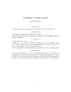 ALGEBRAIC  NUMBER  THEORY 1.  Secton  4.4 (1/2π)