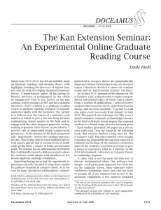 The Kan Extension Seminar: An Experimental Online Graduate Reading Course Emily Riehl