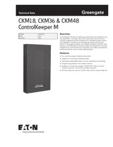 CKM18, CKM36 &amp; CKM48 ControlKeeper M Greengate Technical Data