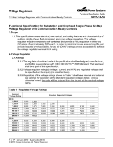 Voltage Regulators G225-10-30 Functional Specification for Substation and Overhead Single-Phase 32-Step