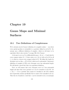 Chapter 19 Gauss Maps and Minimal Surfaces 19.1