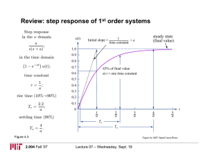 Review: step response of 1 order systems st steady state