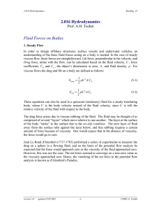 2.016 Hydrodynamics Fluid Forces on Bodies Prof. A.H. Techet