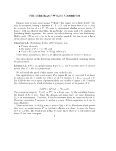 THE BERLEKAMP-WELCH ALGORITHM