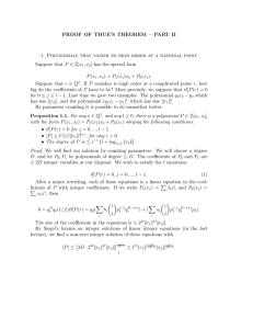 PROOF OF THUE’S THEOREM – PART II
