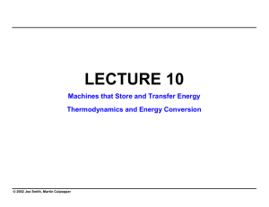 LECTURE 10 Machines that Store and Transfer Energy Thermodynamics and Energy Conversion