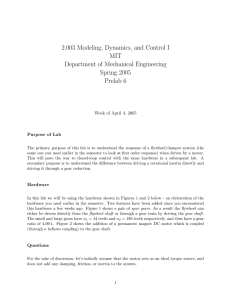 2.003 Modeling, Dynamics, and Control I MIT Department of Mechanical Engineering Spring 2005