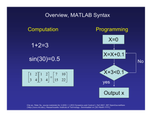 1+2=3 sin(30)=0.5 Overview, MATLAB Syntax Computation