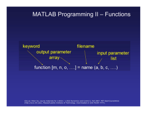 MATLAB Programming II – Functions