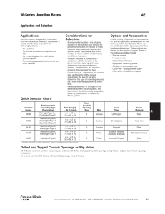 W-Series Junction Boxes 4E Application and Selection Applications: