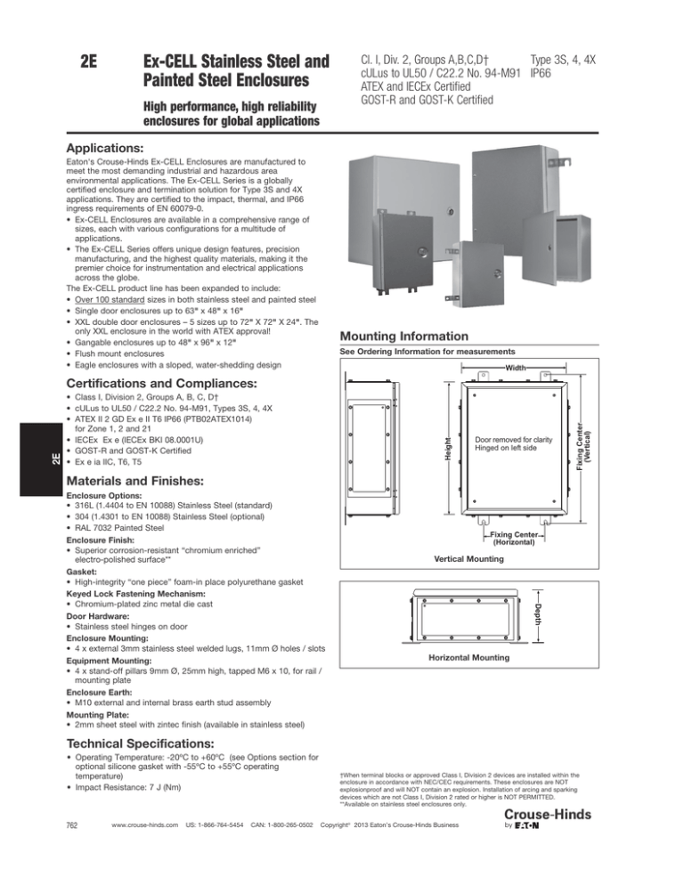 2E Ex-CELL Stainless Steel and Painted Steel Enclosures