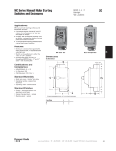 MC Series Manual Motor Starting 2C Switches and Enclosures NEMA 3, 4, 12