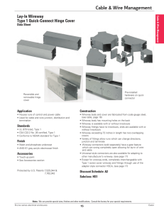 Cable &amp; Wire Management Lay-In Wireway Type 1 Quick-Connect Hinge Cover Data Sheet