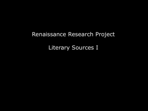 Renaissance Research Project Literary Sources I