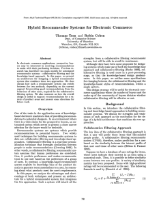 Hybrid  Recommender  Systems for  Electronic Commerce