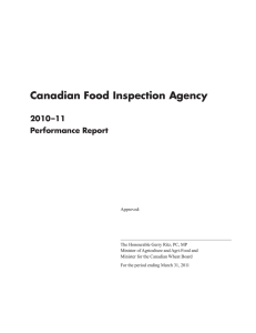 Canadian Food Inspection Agency 2010–11 Performance Report