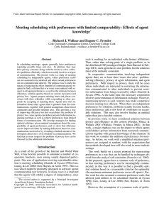 Meeting scheduling with preferences with limited comparability: Effects of agent knowledge
