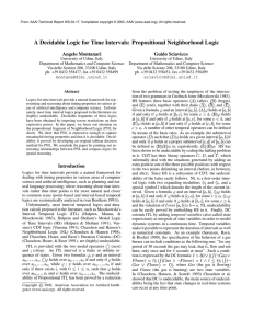 A Decidable Logic for Time Intervals: Propositional Neighborhood Logic Angelo Montanari