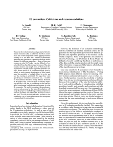 IE evaluation: Criticisms and recommendations A. Lavelli M. E. Califf F. Ciravegna