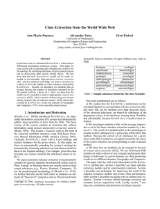 Class Extraction from the World Wide Web Ana-Maria Popescu Alexander Yates Oren Etzioni