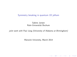 Symmetry breaking in quantum 1D jellium