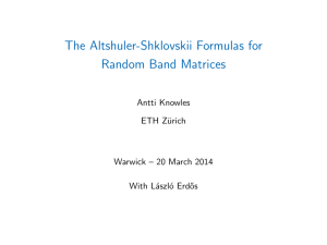 The Altshuler-Shklovskii Formulas for Random Band Matrices Antti Knowles ETH Z¨