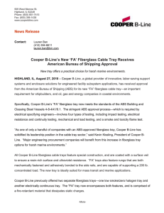 News Release Line’s New ‘FA’ Fiberglass Cable Tray Receives Cooper B-