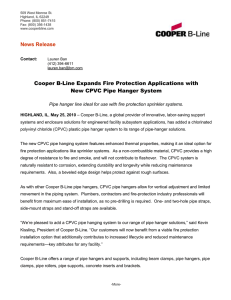 News Release Cooper B-Line Expands Fire Protection Applications with