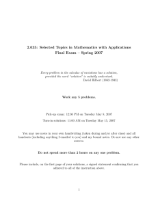 2.035:  Selected  Topics  in  Mathematics ... Final  Exam  –  Spring  2007