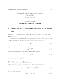 1 Reﬂection and tranmission of sound at an inter- face TWO DIMENSIONAL WAVES