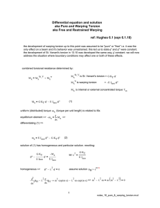 Differential equation and solution aka Pure and Warping Torsion