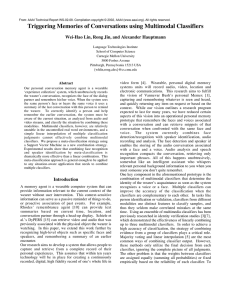 Triggering Memories of Conversations using Multimodal Classifiers