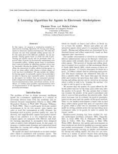 A Learning Algorithm for Agents in Electronic Marketplaces
