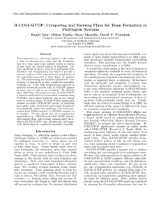 R-COM-MTDP: Comparing and Forming Plans for Team Formation in Multiagent Systems