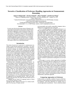 Towards a Classification of Preference Handling Approaches in Nonmonotonic Reasoning