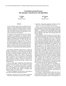 Constraints and preferences The interplay of preferences and algorithms T. Schiex M. Cooper