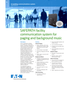 SAFEPATH facility communication system for paging and background music In-building communications system