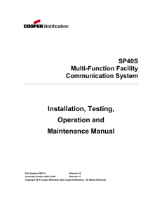 Installation, Testing, Operation and Maintenance Manual
