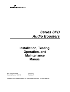 Series SPB Audio Boosters Installation, Testing,