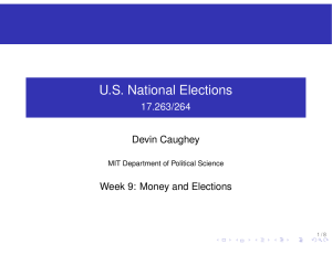 U.S. National Elections 17.263/264 Devin Caughey Week 9: Money and Elections