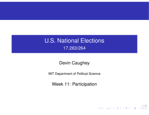 U.S. National Elections 17.263/264 Devin Caughey Week 11: Participation