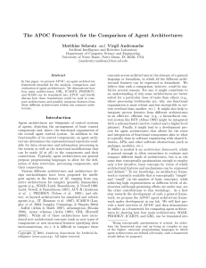 The APOC Framework for the Comparison of Agent Architectures