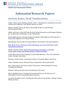 Substantial Research Papers Activism, Justice, Social Transformation