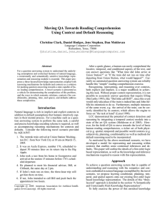 Moving QA Towards Reading Comprehension Using Context and Default Reasoning