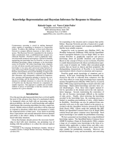 Knowledge Representation and Bayesian Inference for Response to Situations Rakesh Gupta