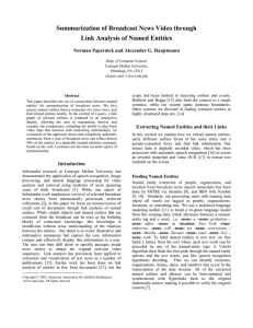 Summarization of Broadcast News Video through Link Analysis of Named Entities